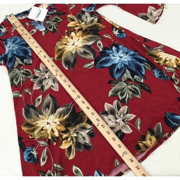 Floral Tunic Top Women Size Small Summer Red Tropical Bell Sleeve Flowy - Picture 11 of 11